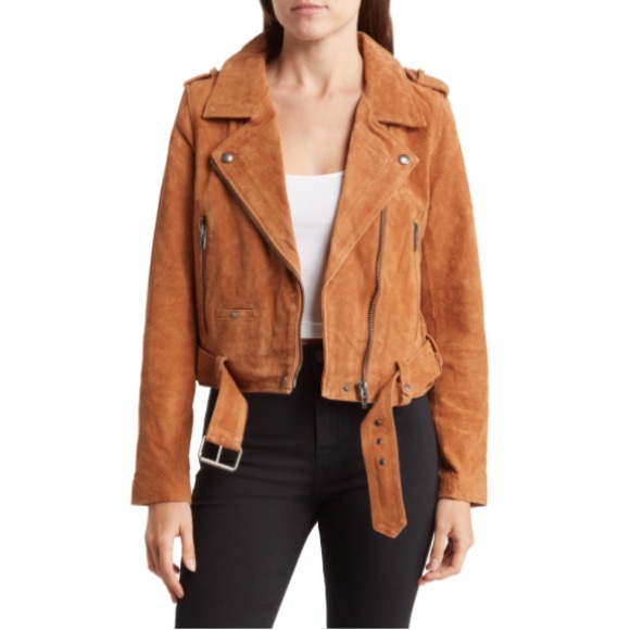Blank NYC Jackets & Blazers - BLANKNYC Womens M Morning Suede Moto Jacket in El Dorado Brown NEW